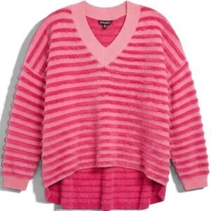 Davi & Dani Pink Eyelash Sweater 2X Very Oversized Maximalist Cheshire Cat Bold